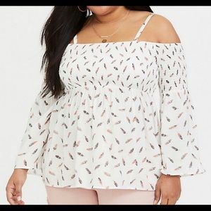 White feather babydoll shirt